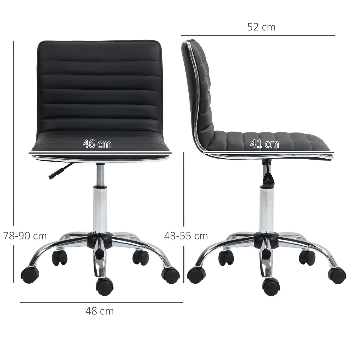 Office Chair, Height-Adjustable Swivel, 120 kg, Black