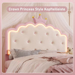 Upholstered Bed 140x200cm Princess Shape Ambient Light PU Pink