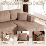 Modern U-Type Leisure Sofa with Modular Non-Assemble Design and Lounge Chairs, Lamp Fabric