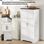 Kitchen Cabinet with LED Light, Spice Rack, Adjustable Shelves, Double Doors - White