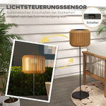 Rattan Solar Lamp Path Light, Warm White, Waterproof LED Garden Light, Steel