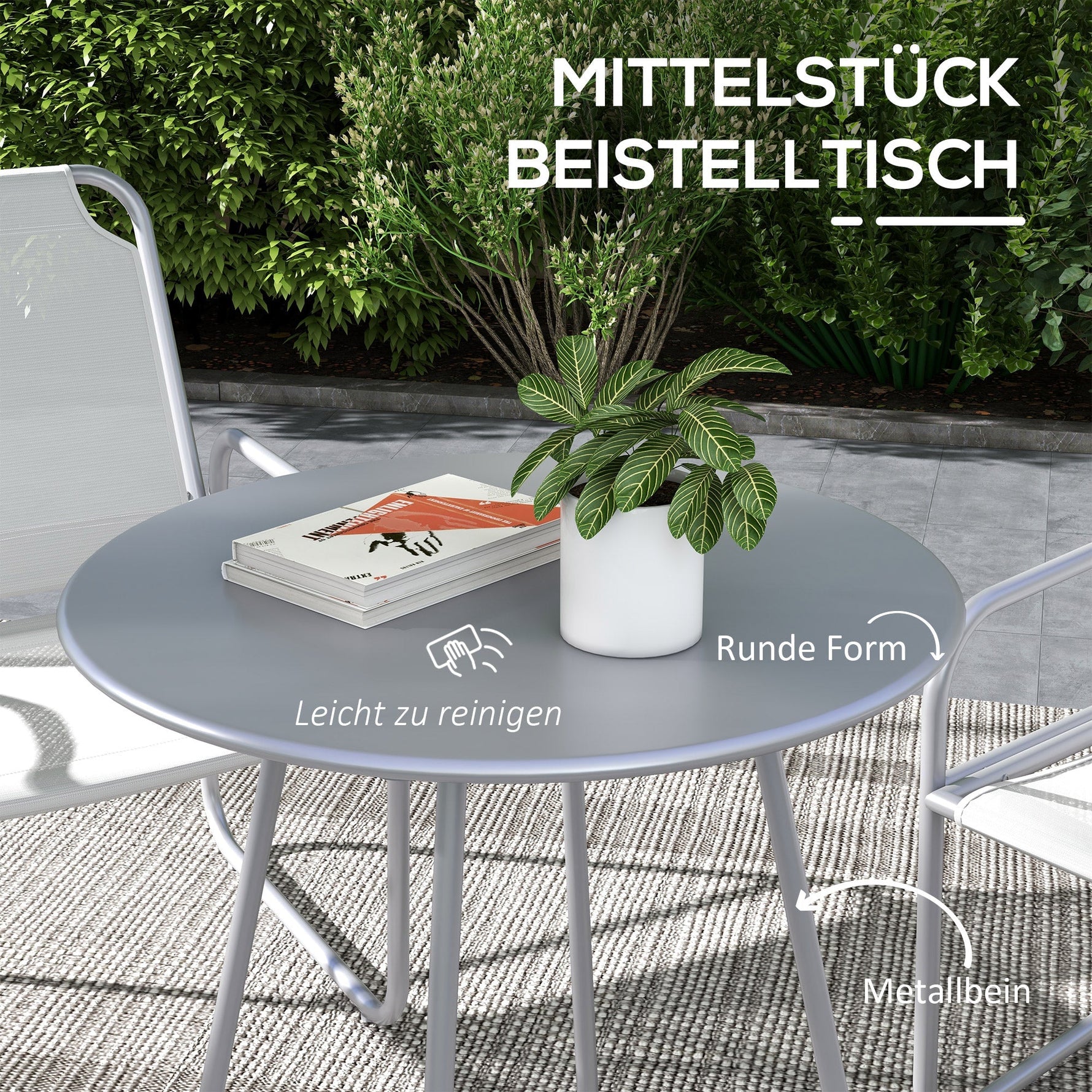 3-piece Bistro Set, Balcony Furniture, Mesh Light Grey