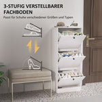 Shoe Cabinet with 3 Flaps, Adjustable Divider, 12 Pairs, White