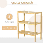 Bathroom Shelf, 3 Levels Standing Kitchen, Natural Bamboo