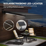 Clamp Awning, Hand Crank Solar Light UV 50+, 300cm, Gray