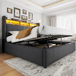 Upholstered Double Bed with USB & LED 180x200cm, Linen