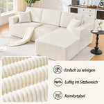 Modular L-shaped Corner Sofa 2-Seater Chaise Longue Corduroy Beige