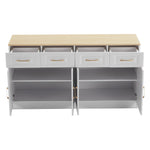 Sideboard Buffet Storage Cabinet 140cm 4 Drawers 4 Barn Doors White Wood