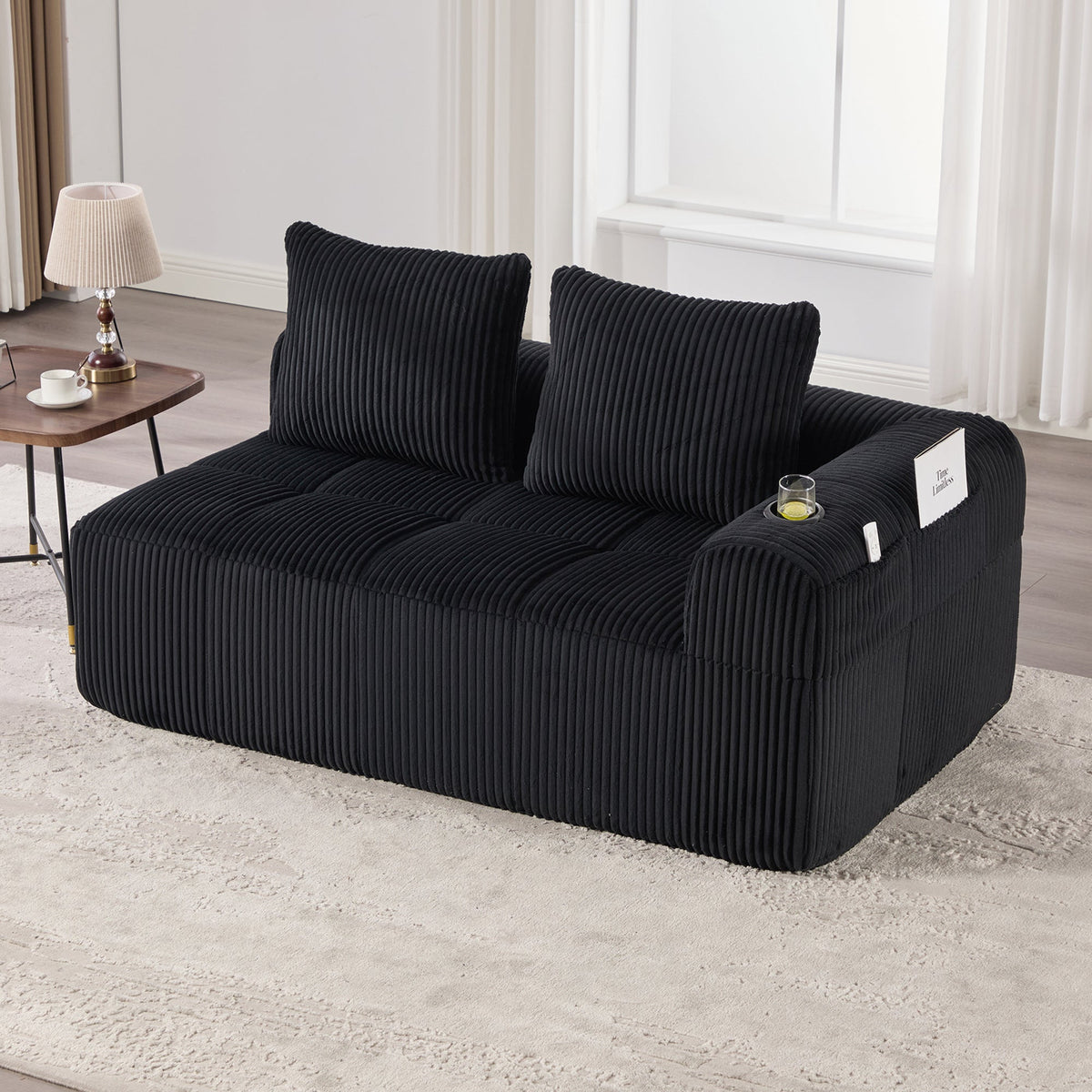 Two-Seater Sofa Storage Pocket Drink Holder - Corduroy Fabric
