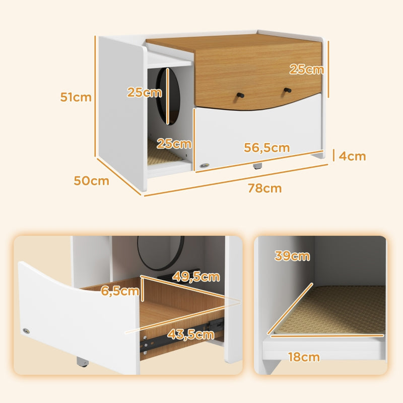 Cat Litter Box, Extendable Cabinet, Oak/White