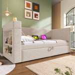 Loft Bed 140x200 with Ladder & Storage, Black Metal