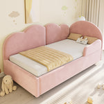 Extendable L-Shaped Sofa Bed with Cloud Headboard, Pink Velvet