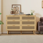 Chest of drawers with 6 drawers, metal handles, wood