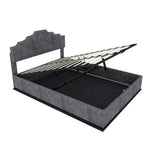 Modern Soft Bed with Mattress & Storage, 160x200cm, Gray