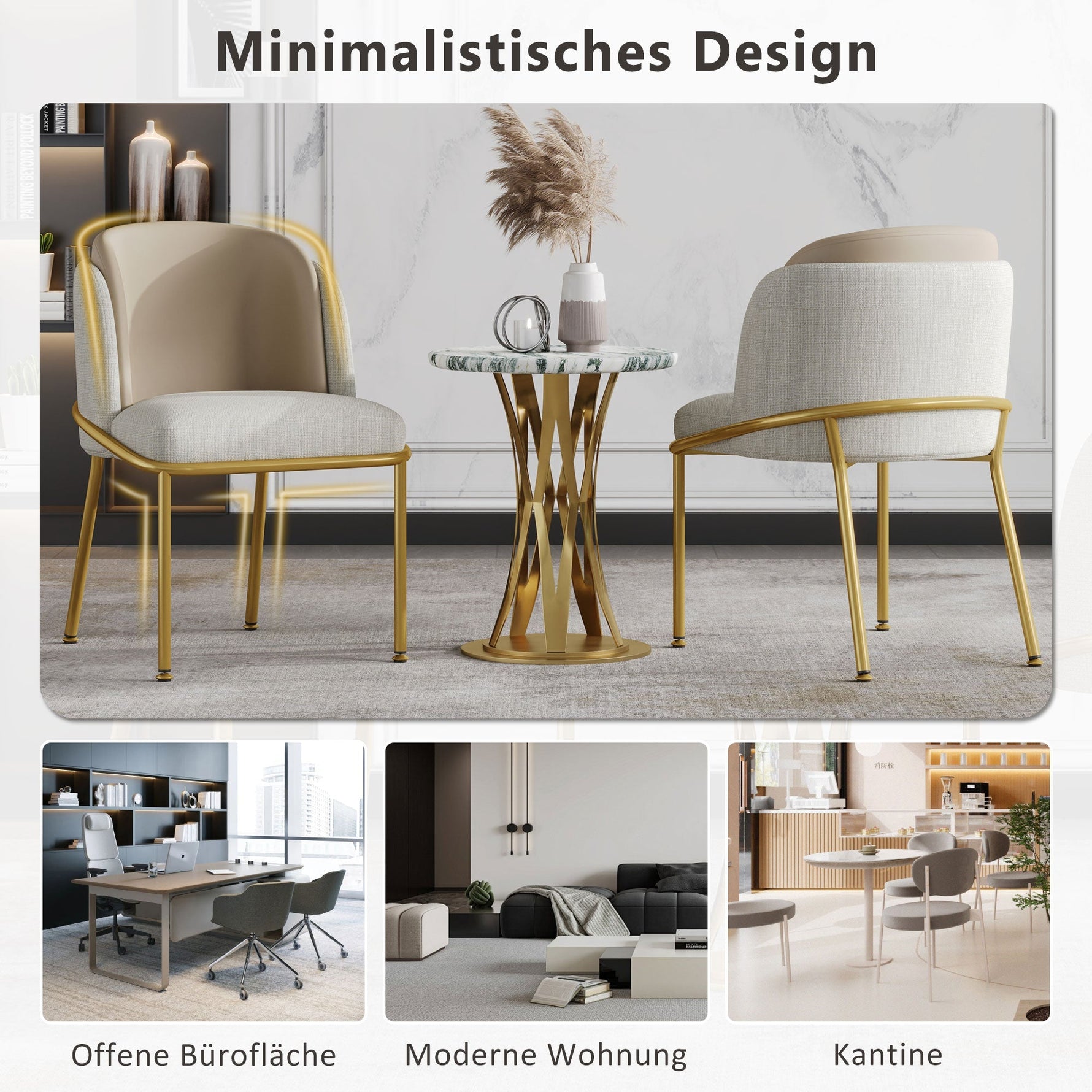 Chairs 4 Modern Angled Legs Adjustable Feet (Beige)