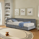 Single Bed 90x200cm High Backrest Velvet Dark Grey