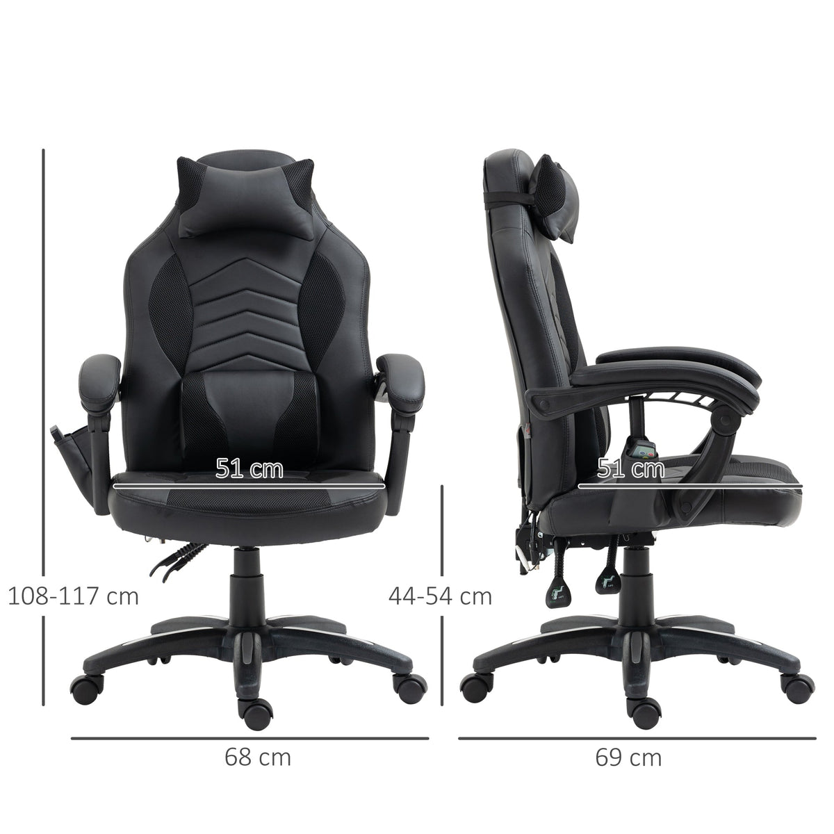 Gaming Chair Ergonomic with Heat & Vibration, Faux Leather
