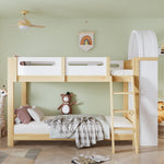 Bunk Bed 90x200cm 3-Tier Shelf Ladder Slatted Base - White/Natural Pine