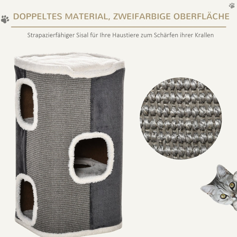 Cat Tree Scratching Barrel 3-Level Sisal Grey+White
