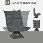 Floor Chair/Sofa, Adjustable Backrest Swivel Recliner Cushion, Grey Microfiber