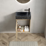 Wall-Mounted Bathroom Vanity Unit with Undermount Sink and Striped Cabinet, White Oak Wood Grain