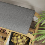 2-Tier Shoe Bench, Extendable Basket, 2 Shoe Shelves, Bamboo Grey