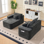 Cloud Sofa L-Shaped Corner Sofa with Chaise Longue and XXL Deep Seat, Black Chenille