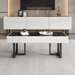 Coffee Table and TV Cabinet Set Modern Minimalist Storage Furniture - Black and White Stripe