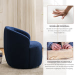 Swivel Accent Chair, Teddy Fabric Barrel Chair, Blue