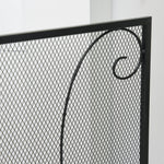 Fireplace Grate, 3-Panel Foldable Spark Guard, Metal Black
