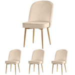 Dining Chairs, Modern Velvet with Golden Metal Legs, Beige (Set of 4)