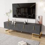 TV Lowboard Textured Door Gold Handles Gold Feet