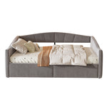 Upholstered Sofa Bed, 140x200cm, Hydraulic Support, Slatted Frame, Armrests, Velvet Fabric, Grey