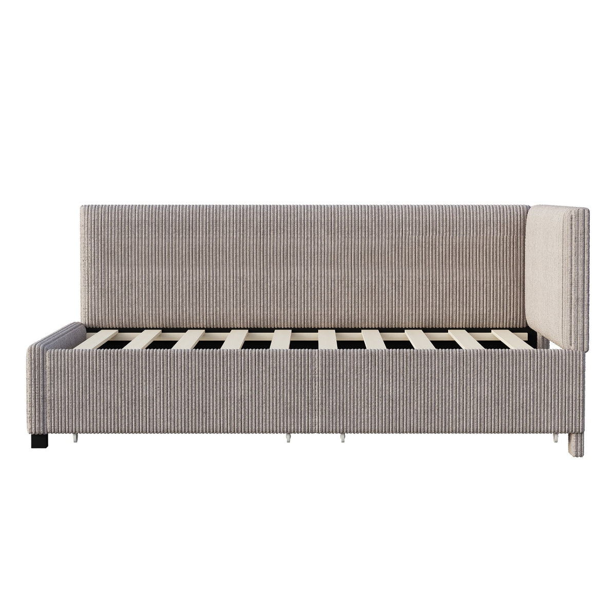 Upholstered Bed Sofa, 90x200 Multifunctional with 2 Storage Drawers, Gray Velvet