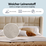 Upholstered Bed 180x200cm Pneumatic Storage Slatted Frame - Beige Linen