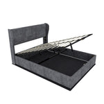 Modern Upholstered Bed 140x200 cm Gas Lift Storage, Grey