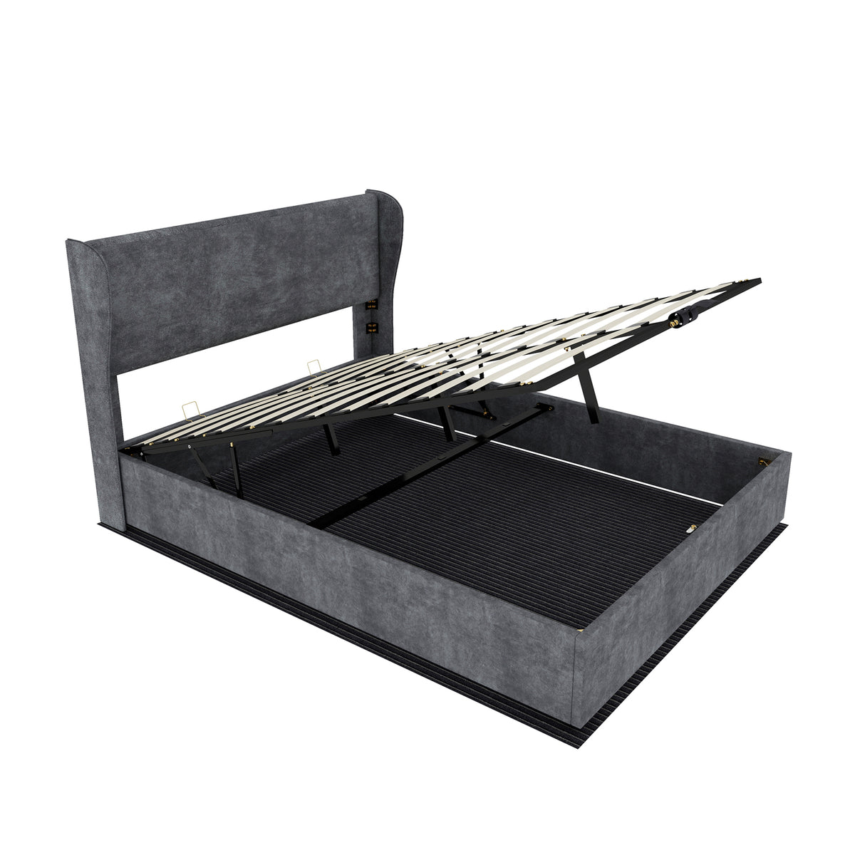 Modern Upholstered Bed 140x200 cm Gas Lift Storage, Grey