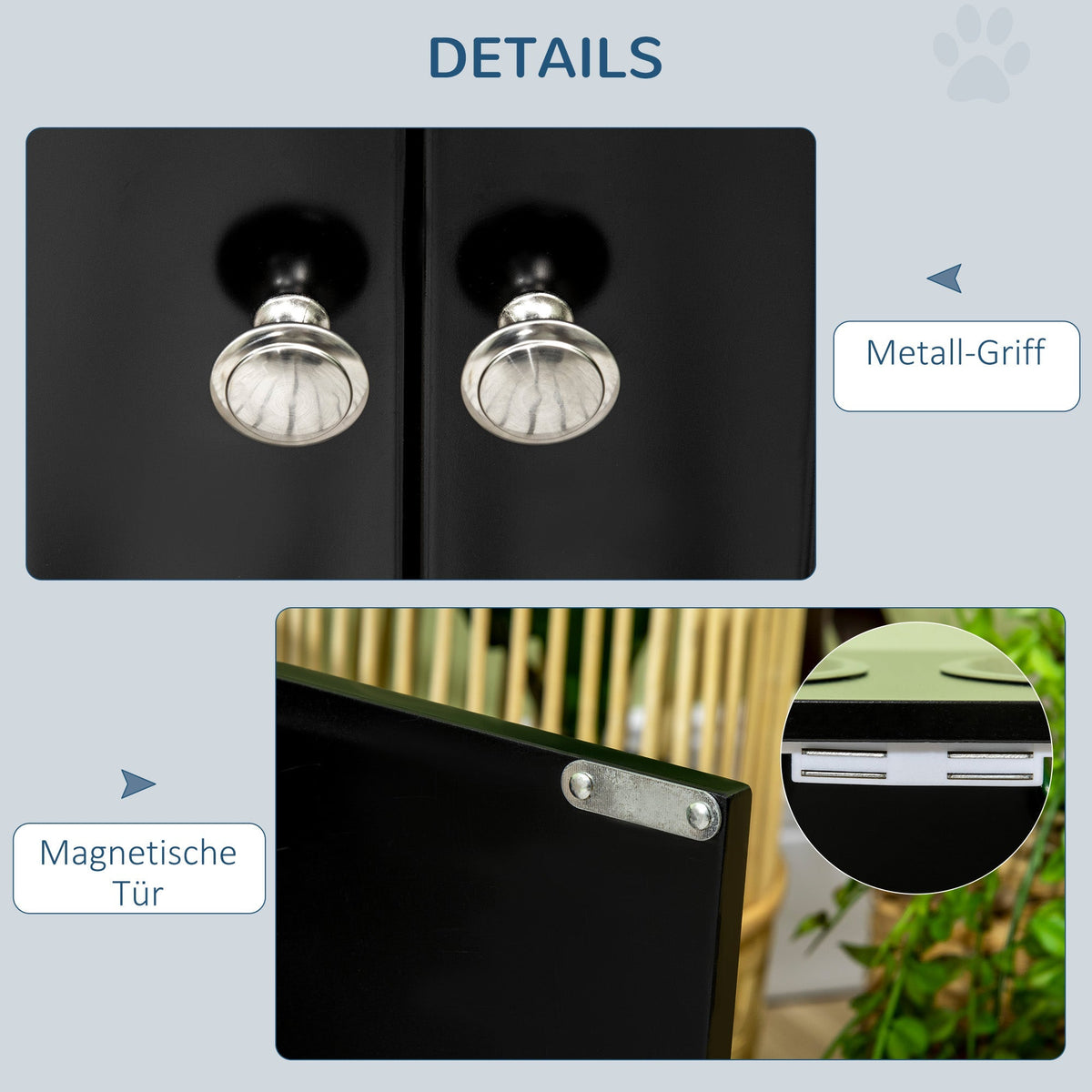Dog Bowls, Elevated Feeding Station with 2 Stainless Steel Bowls, Black