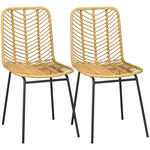Dining Chair Set of 2 with Rattan Look, Steel, Yellow