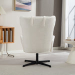 Accent Chair Upholstered Fleece Swivel Metal Frame - Cream White