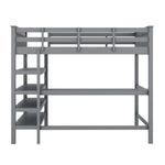 Loft Bed 140x200cm Storage Compartments Desk - Grey