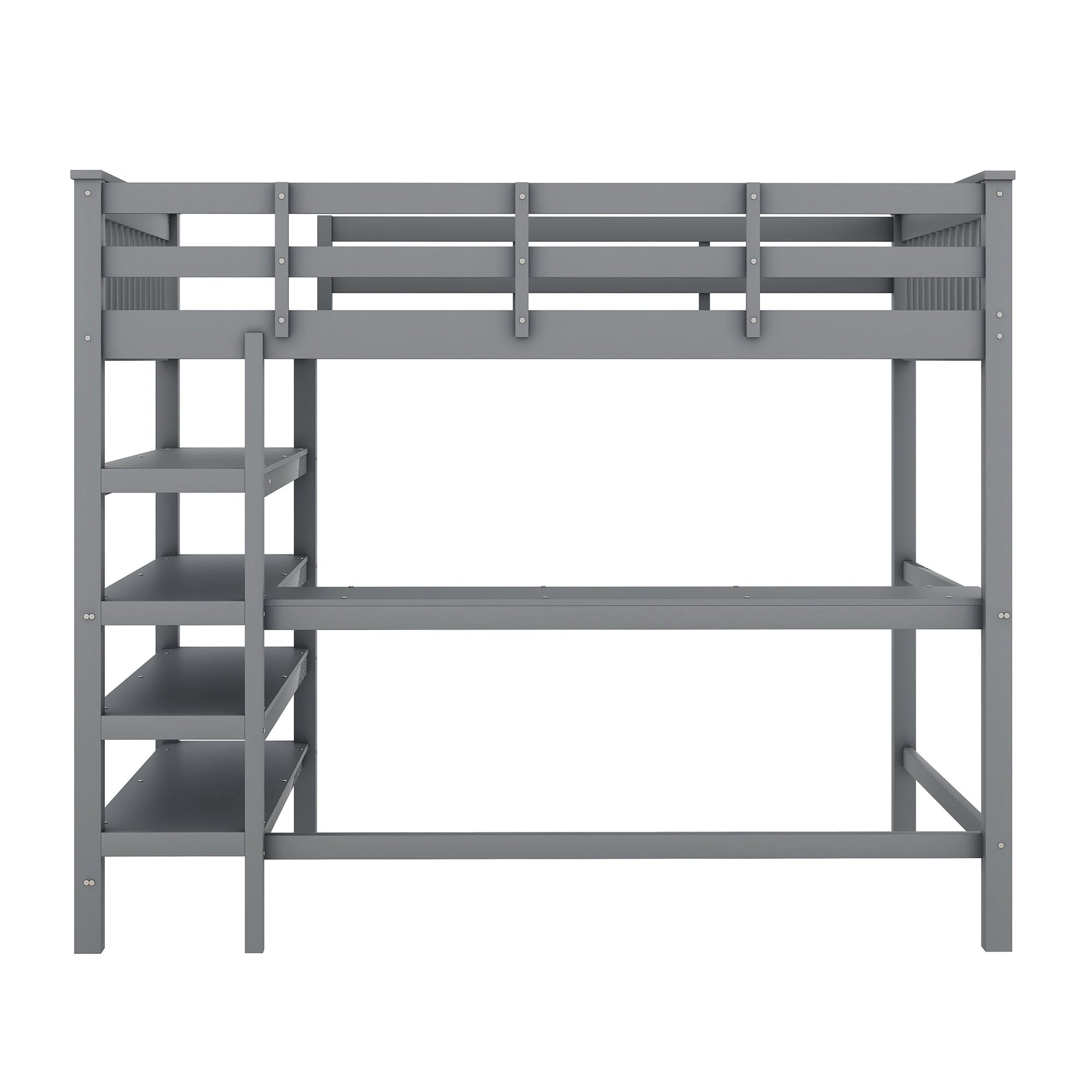 Loft Bed 140x200cm Storage Compartments Desk - Grey