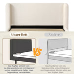Upholstered Double Bed 160x200 with Hydraulic Storage, Beige Bouclé