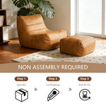 Ergonomic Single-Seater Lounge Sofa with Coordinated Ottoman for Compact Living Spaces, Modern Style