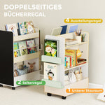 Children's Bookshelf 4 Shelves Chalkboard Wheels Storage White