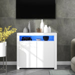 Chest of Drawers Sideboard - High Gloss LED Storage TV Stand - White