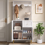 Wardrobe Set, Compact Hallway Cupboard with Shelf & Shoe Storage, 80x175.5x35 cm