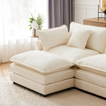 L-Shaped Corner Sofa 3-Seater Upholstered with Footrest, Modern Chenille Fabric