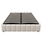 Upholstered Bed with Hydraulic Storage and No Headboard, 140x200cm, Beige