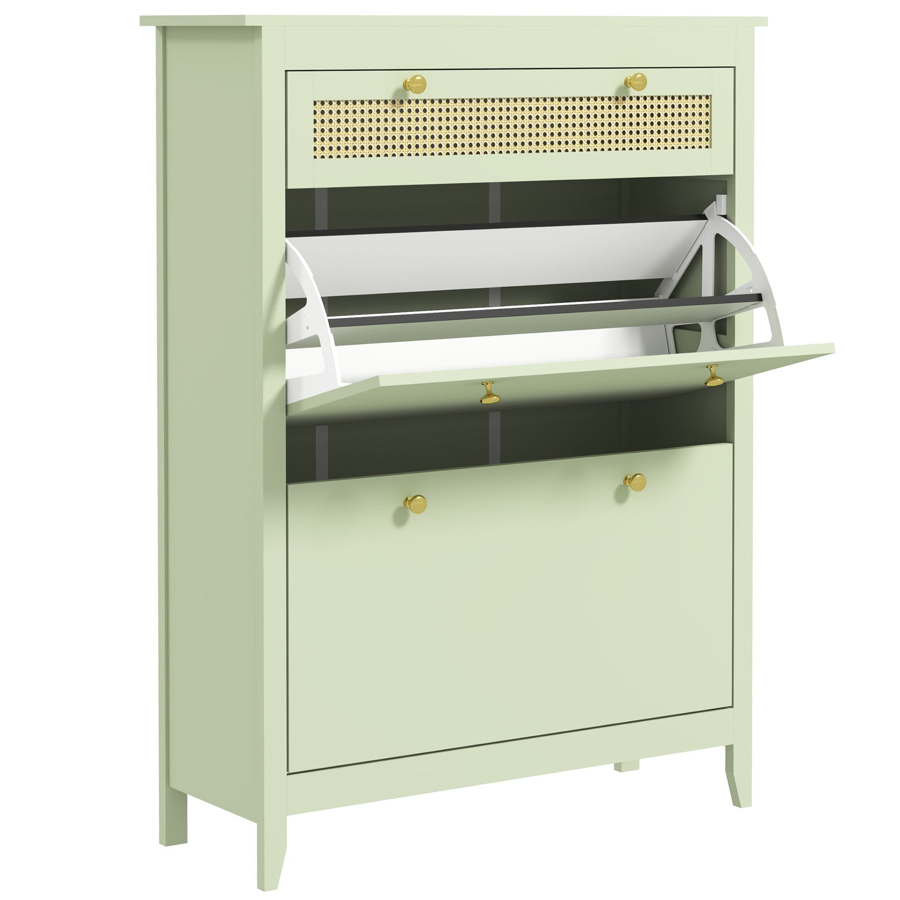 Shoe Cabinet with 2 Doors, Drawer, 12 Pairs, Green